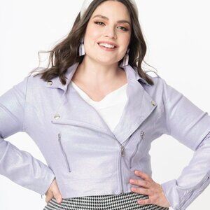 NWT Collectif London Sparkly Lilac Moto Jacket — XS/US 4/UK 8